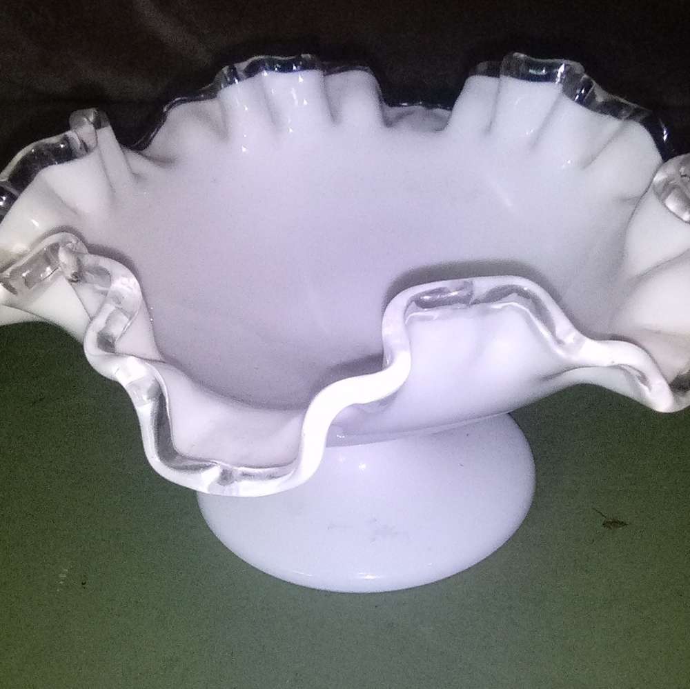 Fenton White Silver Crest 6in. Footed Candy Dish
